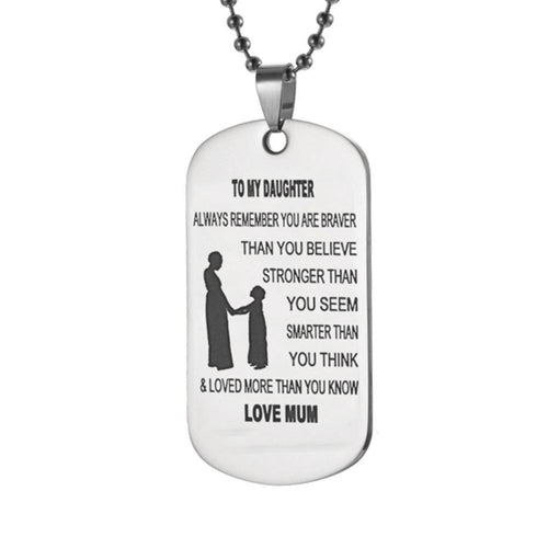 Mom To Daughter - Customized Stainless Steel Dog Tag Necklace