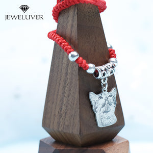 Custom Photo Bracelet in Red/Black Braided String
