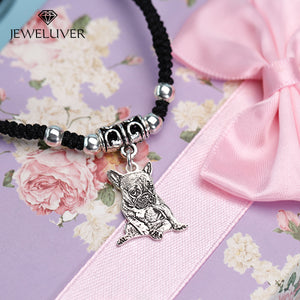 Custom Photo Bracelet in Red/Black Braided String